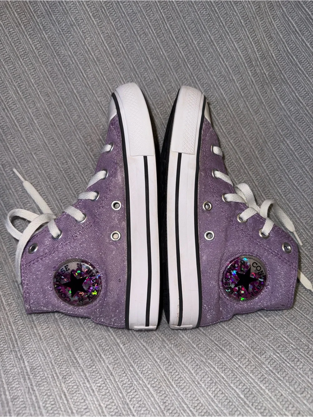 Converse Kids Lavender Glitter High-Top Sneakers